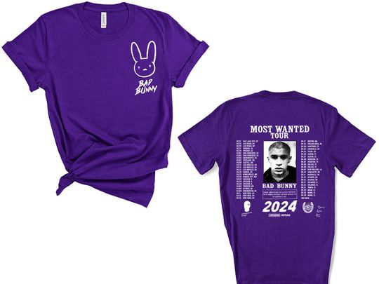 Bad Bunny Most Wanted Tour 2024 Back and Front Shirt