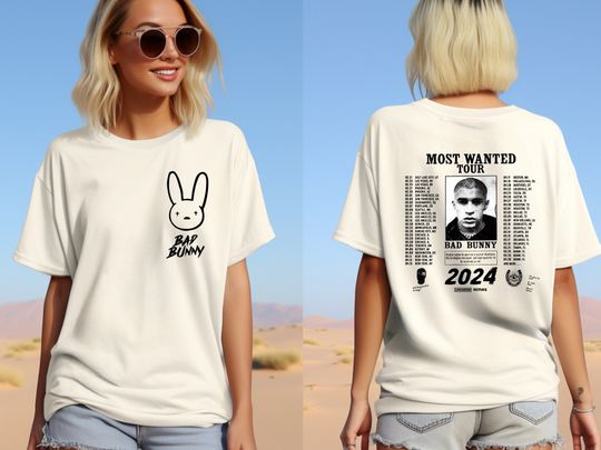 Bad Bunny Most Wanted Tour 2024 Back and Front Shirt
