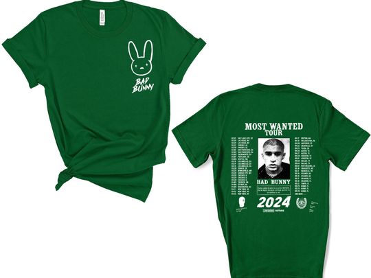 Bad Bunny Most Wanted Tour 2024 Back and Front Shirt