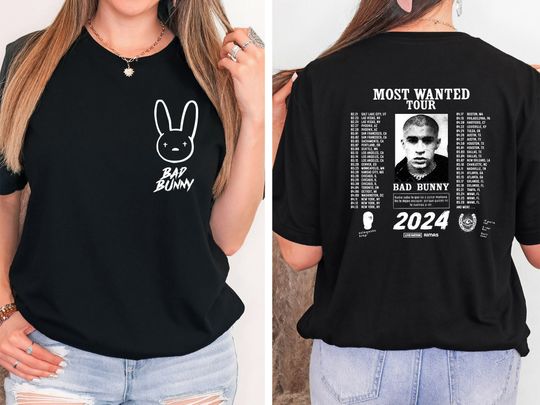 Bad Bunny Most Wanted Tour 2024 Back and Front Shirt