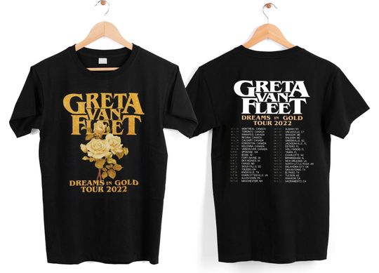 Greta Van Fleet Tour Shirt, Greta Van Fleet Concert 2022, Dreams In Gold 2022 Music Concert Tour T-Shirt