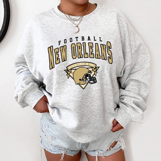 New Orleans Saints Football Sweatshirt, Vintage Style New Orleans Saints Football