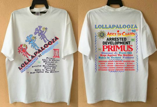 Lollapalooza T-Shirt, Vintage 1993 Lollapalooza Tour T-Shirt, Lollapalooza '93 Music Festival Shirt