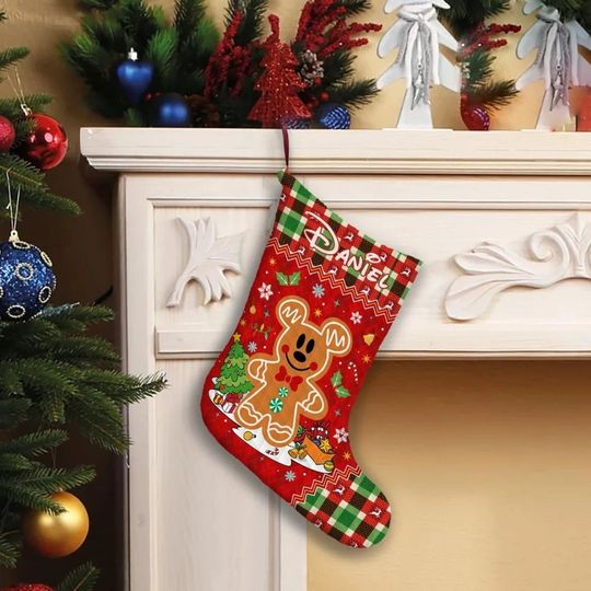 Personalized Disney Gingerbread Christmas Stocking, Disney Christmas Stocking