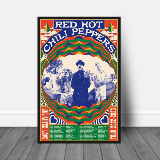 Red Hot Chili Peppers 2023 World Tour Poster, Red Hot Chili Peppers Poster