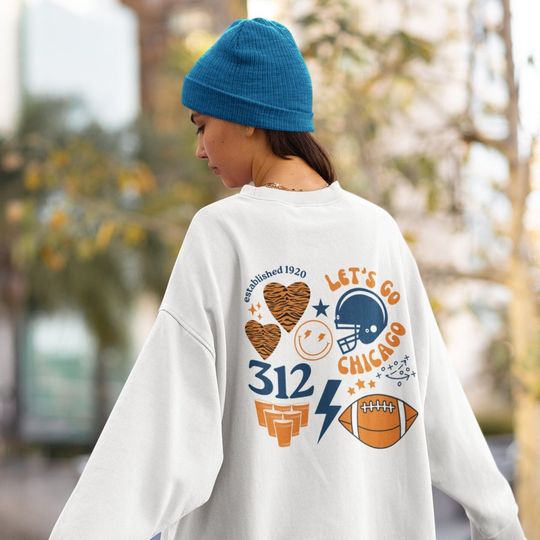 Chicago Bears Sweatshirt, Cute Game Day Crewneck Sweatshirt