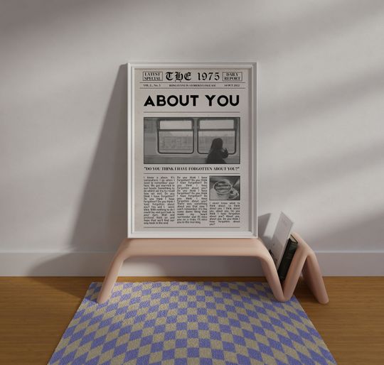 The 1975 Retro Newspaper Poster, About You Lyric Print, Being Funny in a Foreign Language