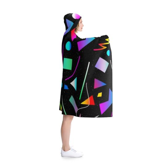 Black Hooded Blanket with an 80s Retro
