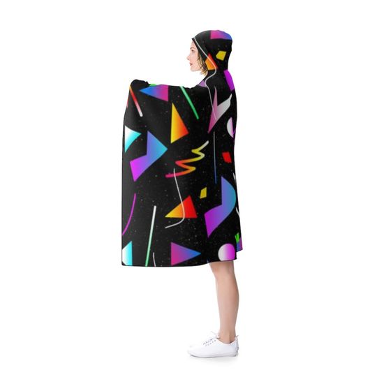 Black Hooded Blanket with an 80s Retro