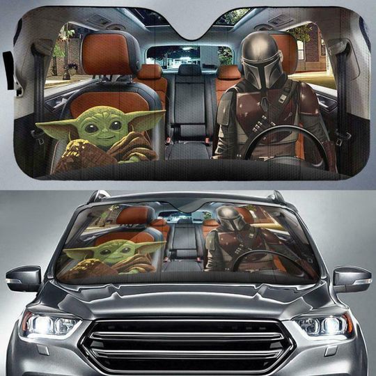 Mandalorian Baby Y0da Auto Sun  Car Sunshade