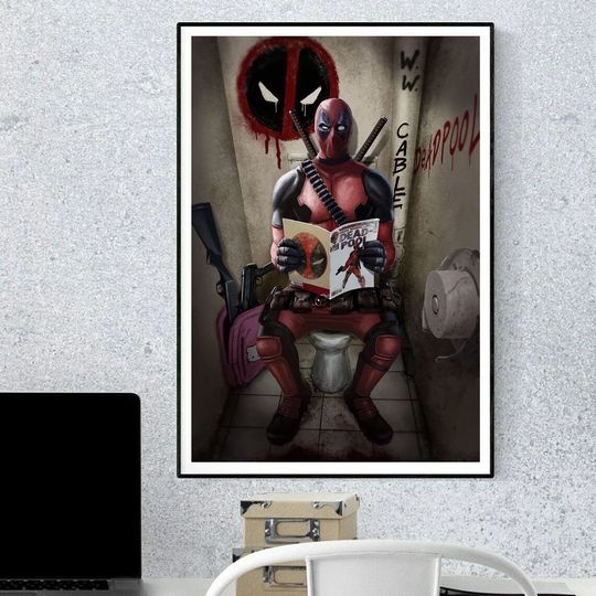 Deadpool Superhero Funny Movie Toilet Poster