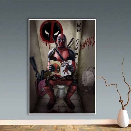 Deadpool Superhero Funny Movie Toilet Poster