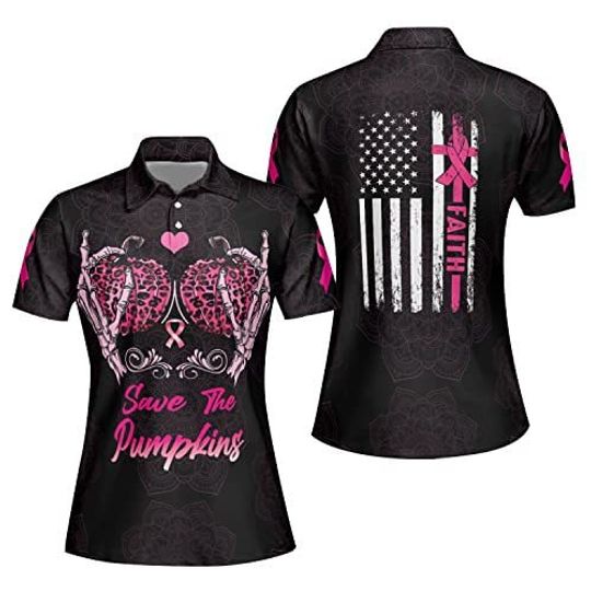Breast Cancer Awareness Polo Shirt Pink Pumpkin Polo Save The Pumpkins October Polo Shirt