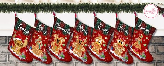 Personalized Gingerbread Christmas Stocking, Disney Christmas Stocking