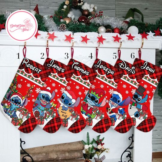 Personalized Stitch Christmas Stockings, Custom Disney Christmas Stocking