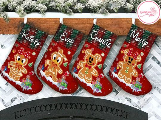 Personalized Gingerbread Christmas Stocking, Disney Christmas Stocking