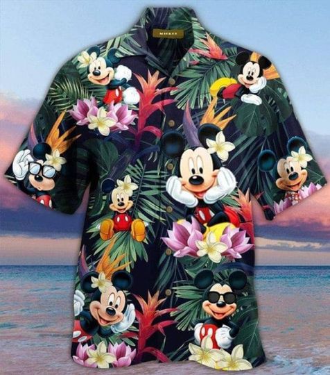 Mickey Mouse Hawaiian Shirt, Mickey Tropical Shirt, Mickey Hibiscus Beach Shirt