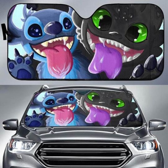 Stitch And Toothless Car Auto Sun Shade