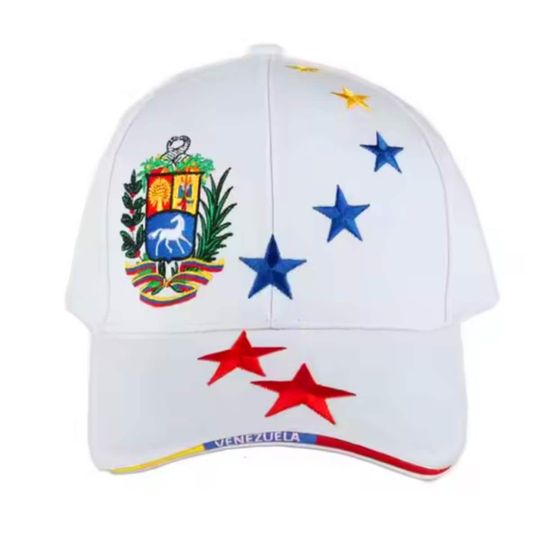 Venezuela 7-Star Embroidered Baseball Cap, White, Blue, Black