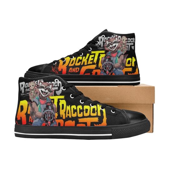 Rocket & Groot  Inspired High Top Canvas Sneakers