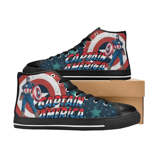 Captain America High Top Canvas Shoes, Unisex High Top Sneakers