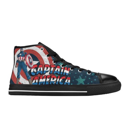 Captain America High Top Canvas Shoes, Unisex High Top Sneakers