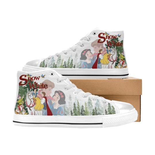 Snow White Inspired High Top Canvas Sneakers, Snow White Shoes