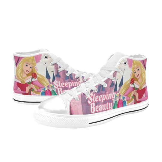 Sleeping Beauty High Top Canvas Shoes, Sleeping Beauty Sneakers