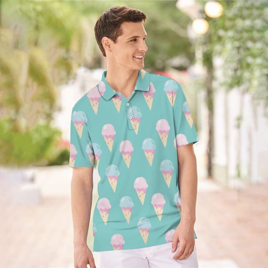 Ice Cream Cone Polo Shirt For Men, Polo 3D T-shirt