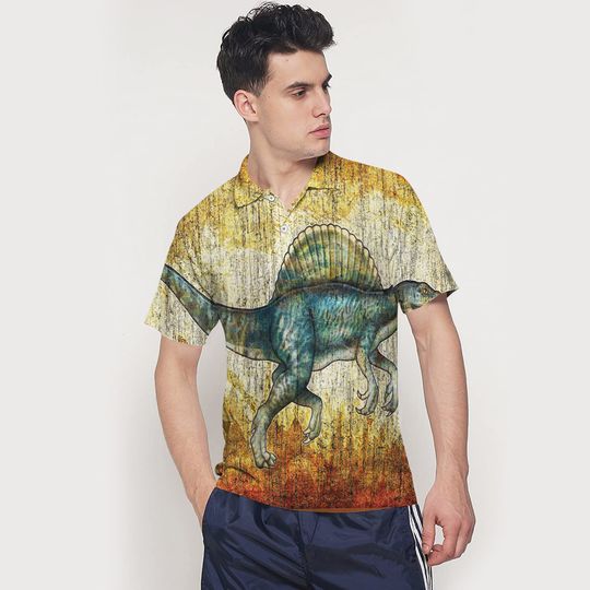 Lover Dinosaur Polo Shirt For Men, Polo 3D T-shirt, Men Short Sleeve Shirt, Summer Shirt