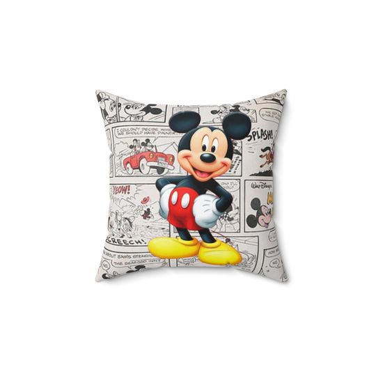 Disney Mickey Mouse Pillow and Case, Standing Mickey Comic Newspaper