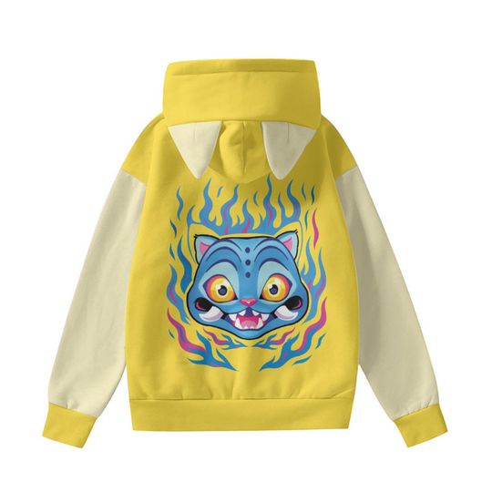 Derpy the Tiger Cat Ear Hoodie: Kpop Anime Kawaii Pastel Blue