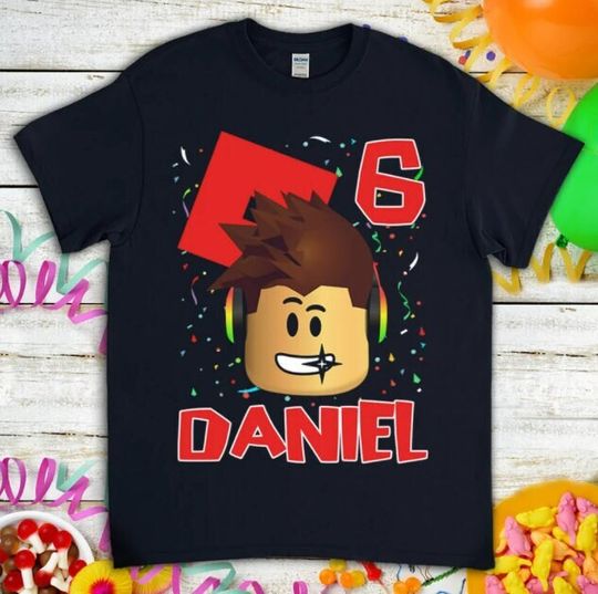 Roblox Birthday Boy T-Shirts, Funny Gamer Cartoon Kids T-shirt
