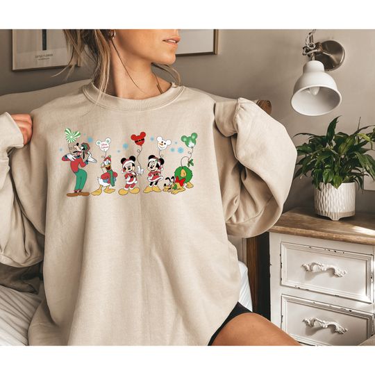 Disney Mickey and Friends Christmas Sweatshirt, Mickey Balloon Shirt