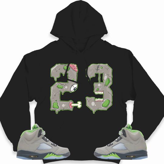 Number 23 Zombie Unisex Hoodie Match Jordan 5 Retro Green Bean