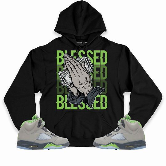 Blessed Unisex Hoodie Match Jordan 5 Retro Green Bean