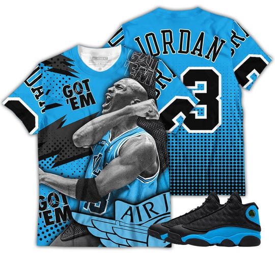 Goat Number 23 Sneaker Shirt Match Black University Blue 13s Tee