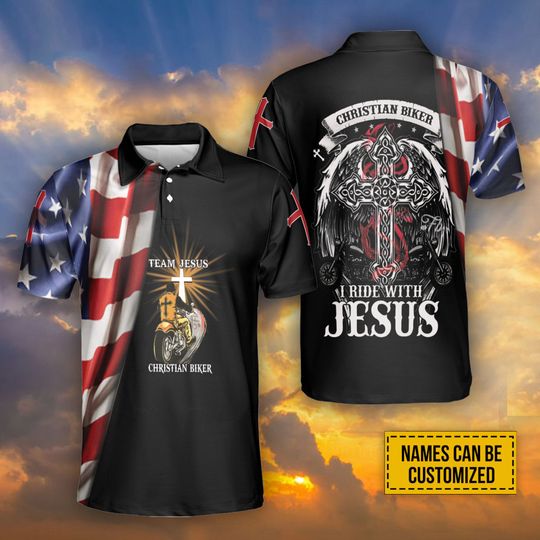 Customized Name Christian Biker Polo Shirt