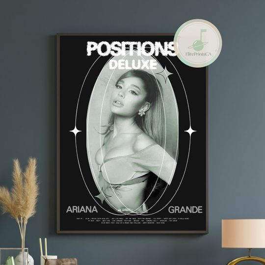 Positions Deluxe by Ariana B&W Retro Album Poster