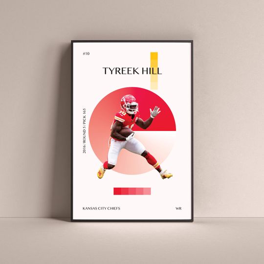 Tyreek Hill Poster, Kansas City Chiefs Art Print Minimalist Football Wall Decor