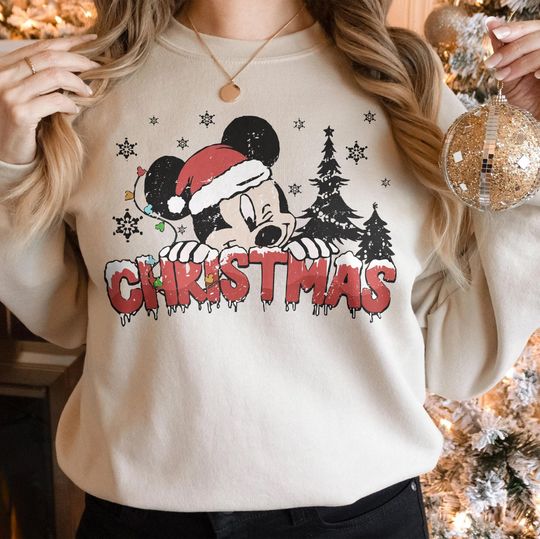 Vintage Mickey Mouse Santas Disney Christmas Sweatshirt