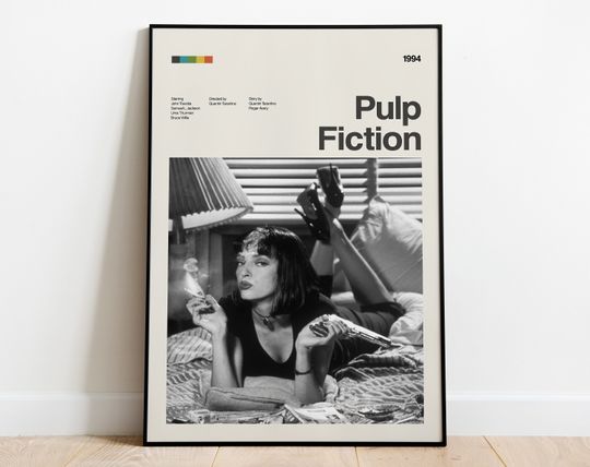Pulp Fiction Movie Poster, Mid Century Movie Poster