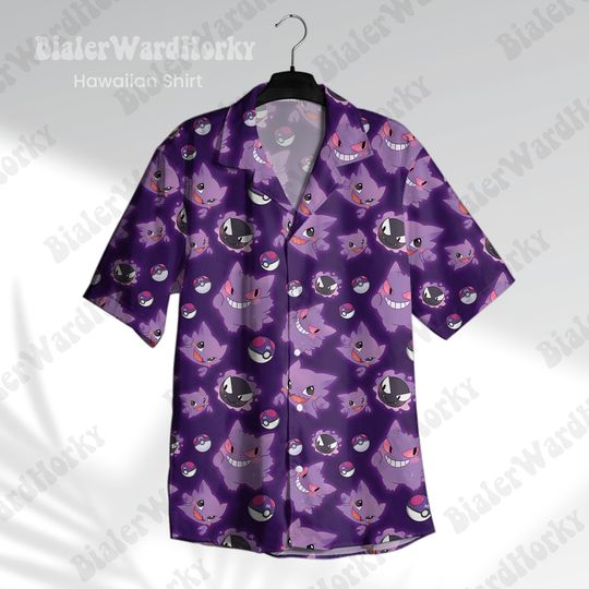 Gengar Cute Hawaiian Shirt Ghost Type Shirt Spooky Gifts