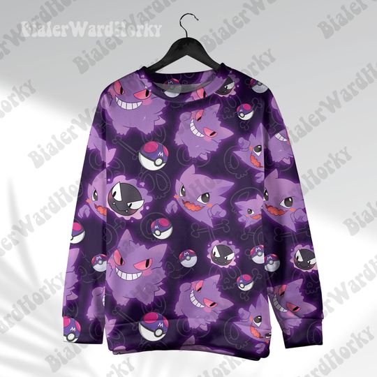 Gengar Anime Hoodie Sweatshirt: Ghost Type Neon Shadow King Sweatshirt