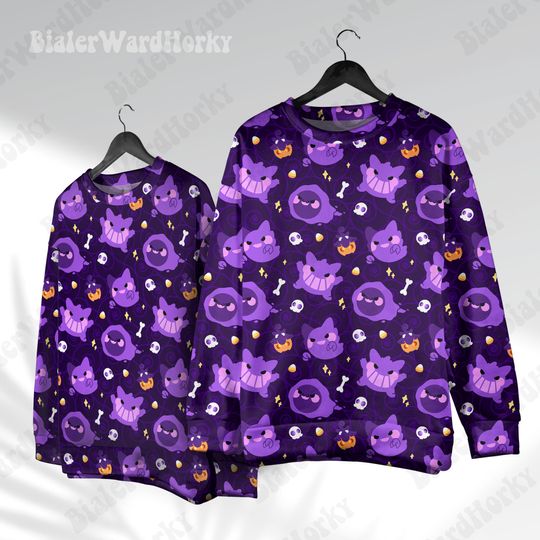 Gengar Hoodie: Ghost Type Evolution Neon Anime Sweatshirt