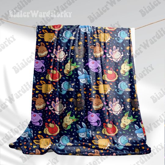Eevee Evolution Galaxy Fleece Blanket, Evolution Blanket, Cute Fleece Blanket, Anime Blanket Galaxy, Gifts