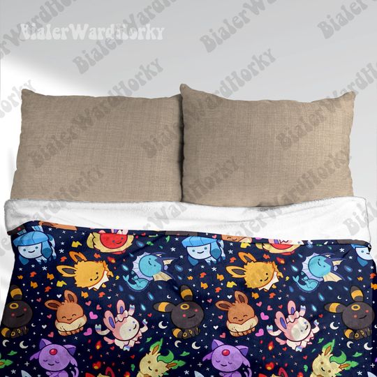 Eevee Evolution Galaxy Fleece Blanket, Evolution Blanket, Cute Fleece Blanket, Anime Blanket Galaxy, Gifts