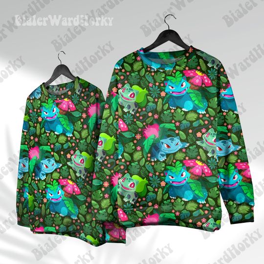 Bulbasaur Hoodie: Tropical Grass-Type Monster Anime Sweatshirt