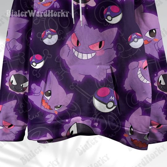 Gengar Anime Hoodie Sweatshirt: Ghost Type Neon Shadow King Sweatshirt