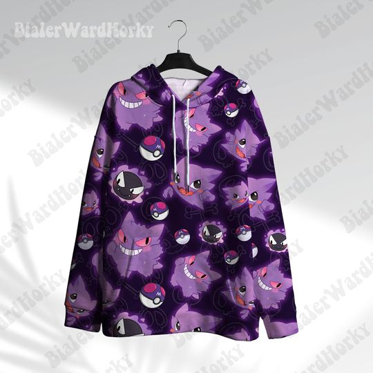 Gengar Anime Hoodie Sweatshirt: Ghost Type Neon Shadow King Sweatshirt